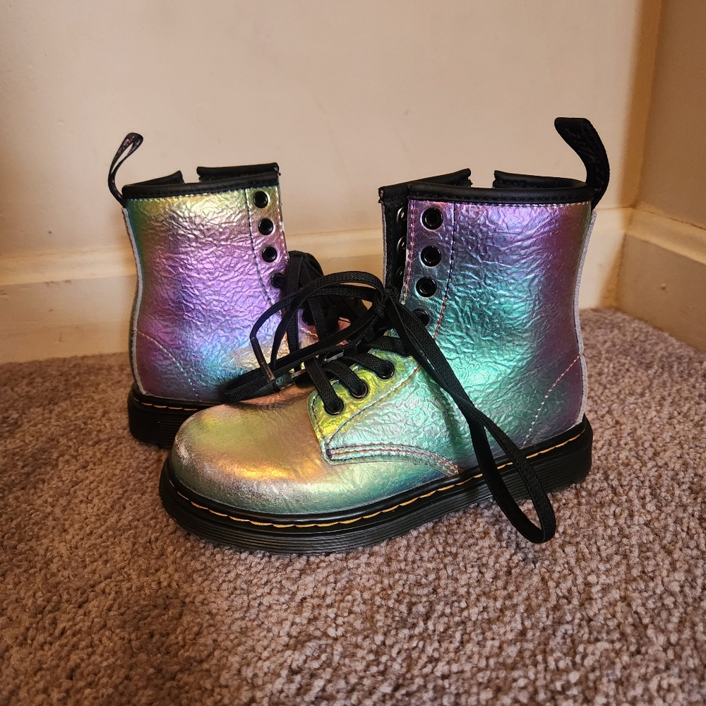 Girls Dr Martins Iridescent Lace-Up Boots